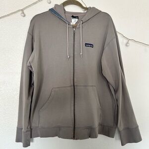 Patagonia organic cotton zip up gray men’s hoodie